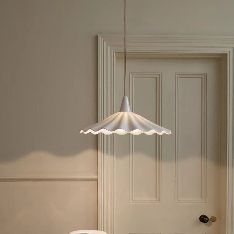 White Ceramic French-Style Pendant Light / White Light / White Single Head