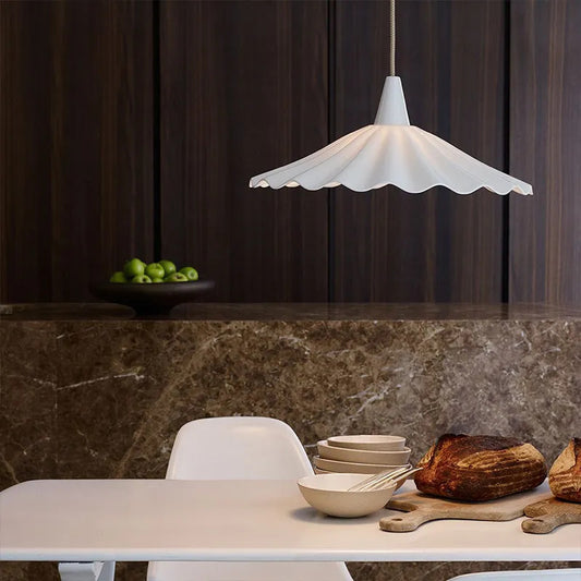 White Ceramic French-Style Pendant Light / Warm Light / White Single Head